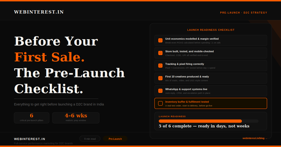 Pre-launch readiness checklist for new D2C brands